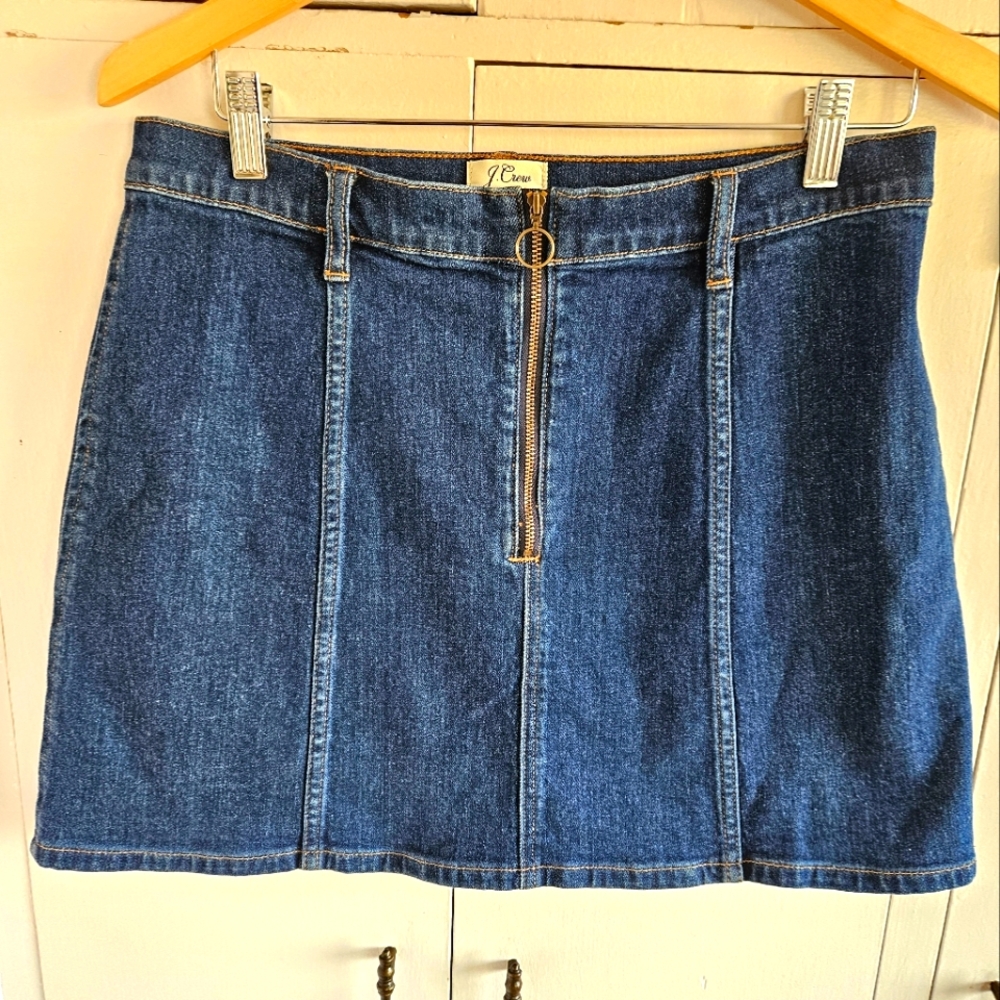 J.Crew zip up denim mini skirt Size 30